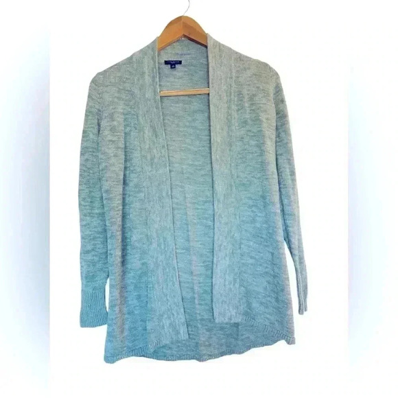 Talbots Cotton Linen Blue Open Front Cardigan Sweater Small Petite Classic - Picture 1 of 8